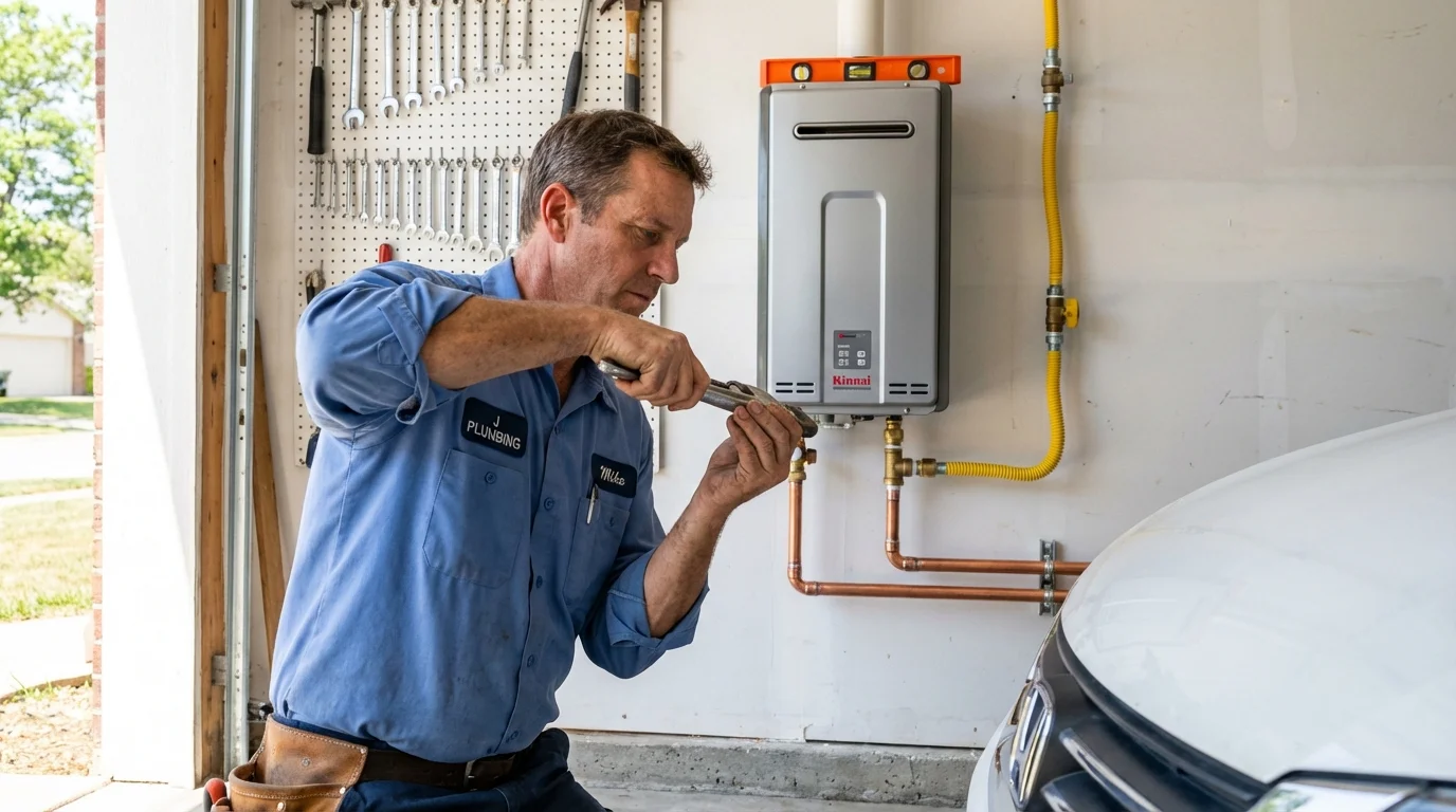 Tankless water heater installation by a Johns Plumbing LLC plumber in Cramerton